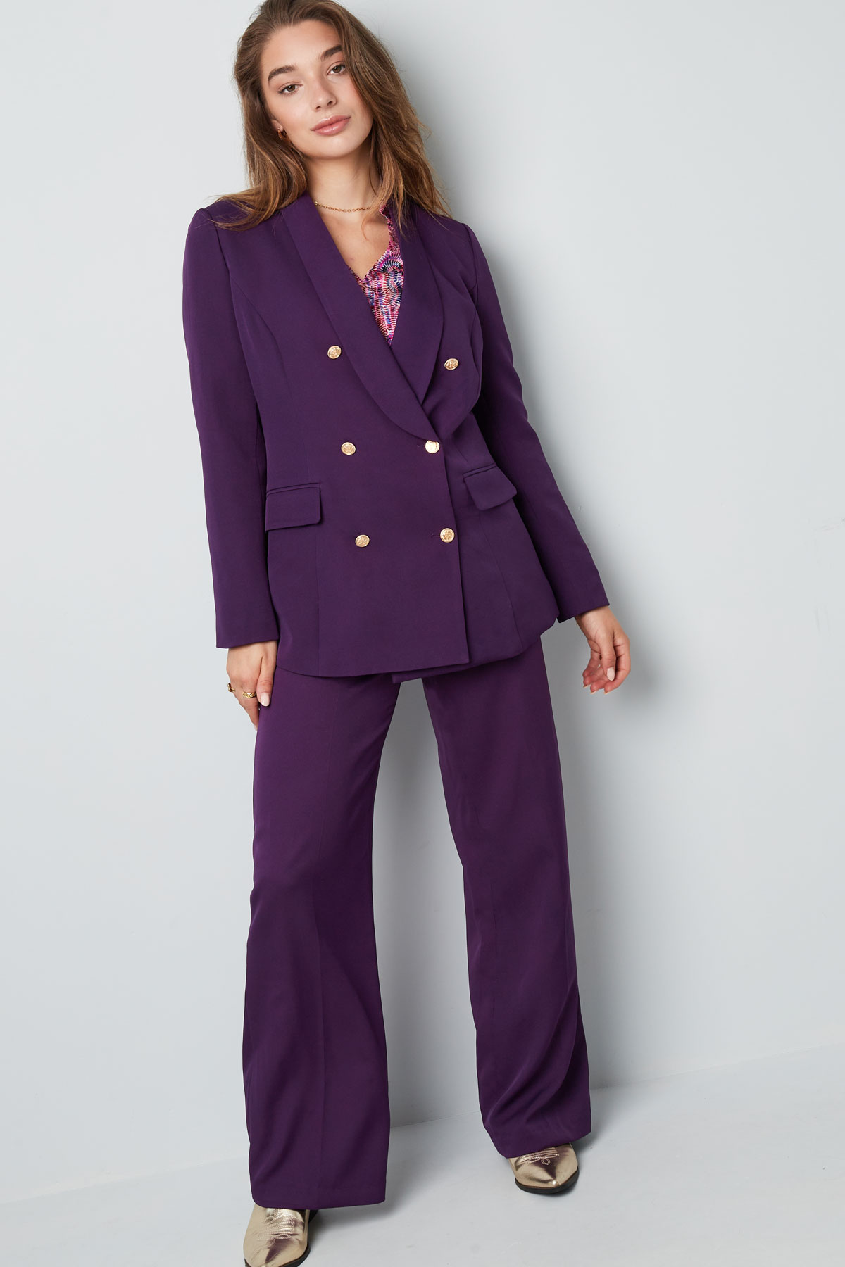 Oversized blazer gold buttons - purple Picture6